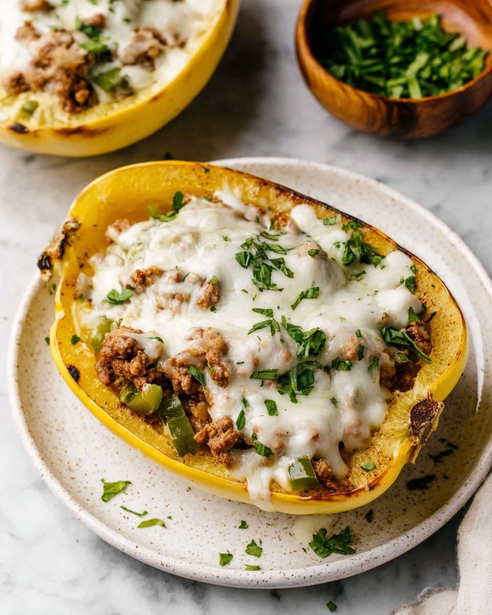 Philly Cheesesteak Stuffed Spaghetti Squash Recipe