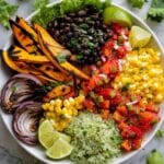 Grilled Veggie Burrito Bowls with Black Beans & Green Rice Recipe