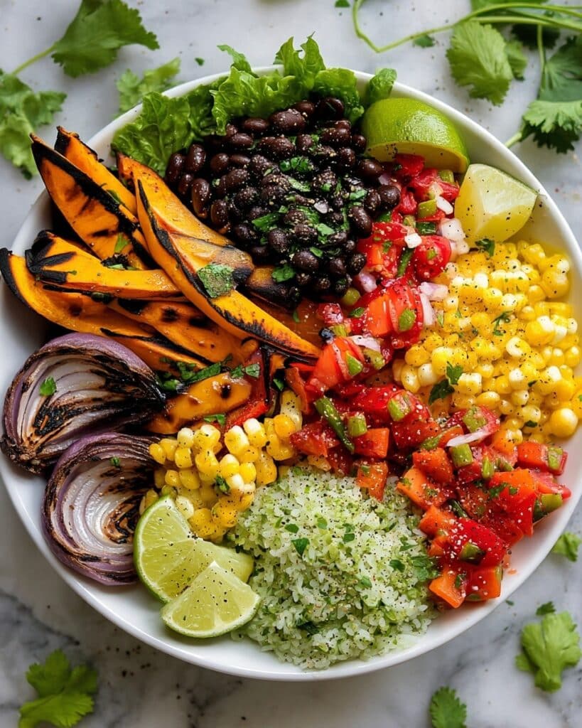 Grilled Veggie Burrito Bowls with Black Beans & Green Rice Recipe