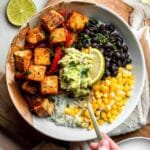 Vegetarian Burrito Bowl with Tofu, Cauliflower, and Cilantro Recipe