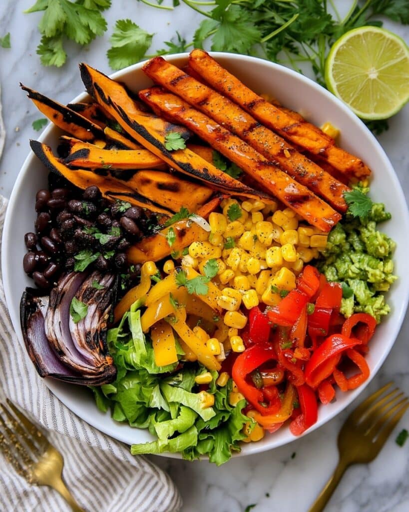 Grilled Veggie Burrito Bowls with Black Beans & Green Rice Recipe