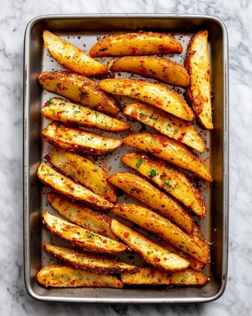 Baked Garlic Parmesan Potato Wedges Recipe