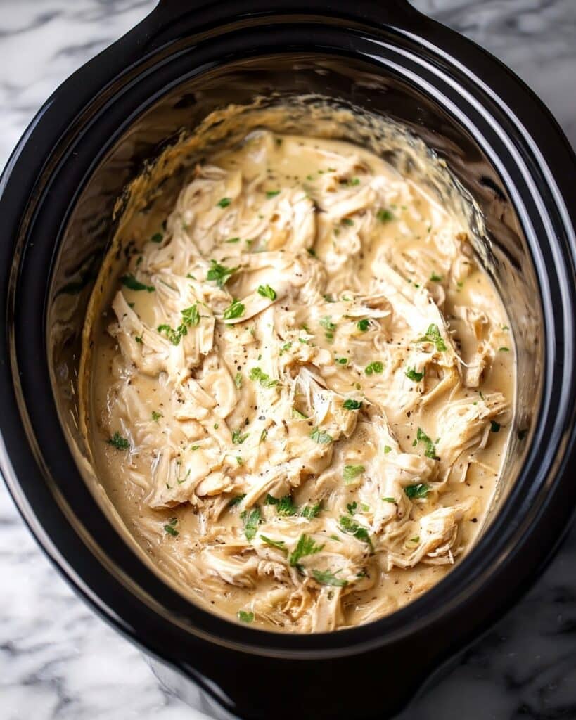 Slow Cooker Creamy Angel Hair Chicken Recipe