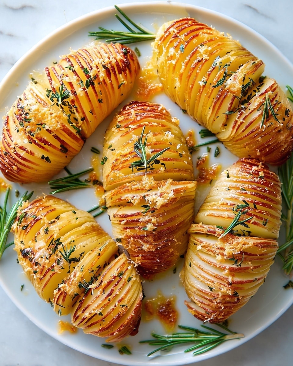 Hasselback Potatoes with Garlic, Rosemary, and Parmesan Recipe