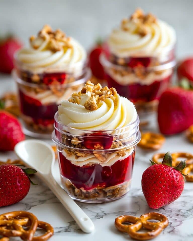 Individual Strawberry Pretzel Salad Jars Recipe