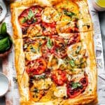 Tomato Puff Pastry Tart with Mozzarella and Basil Recipe