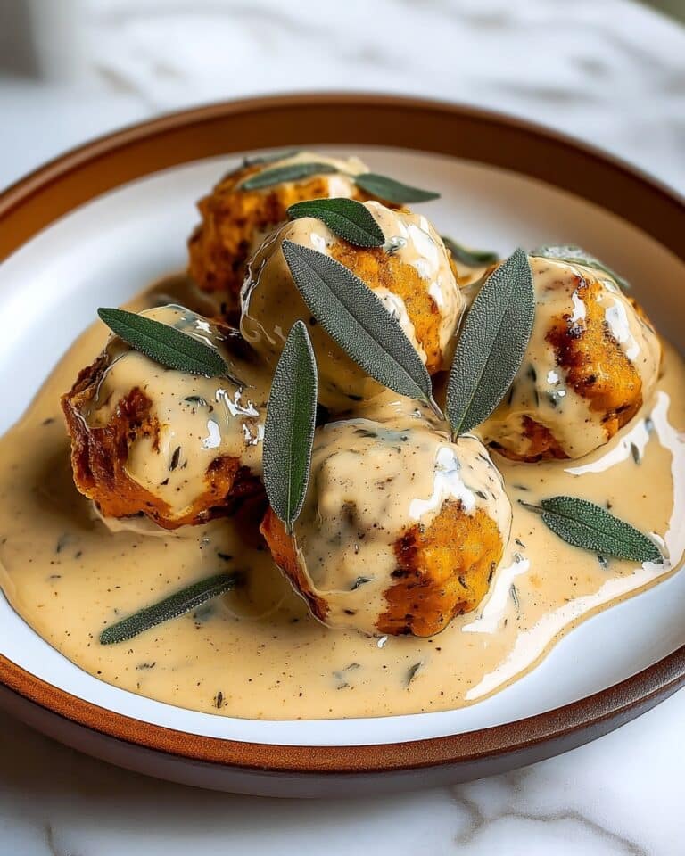 Savory Pumpkin Chicken Meatballs in Creamy Sage Sauce Recipe