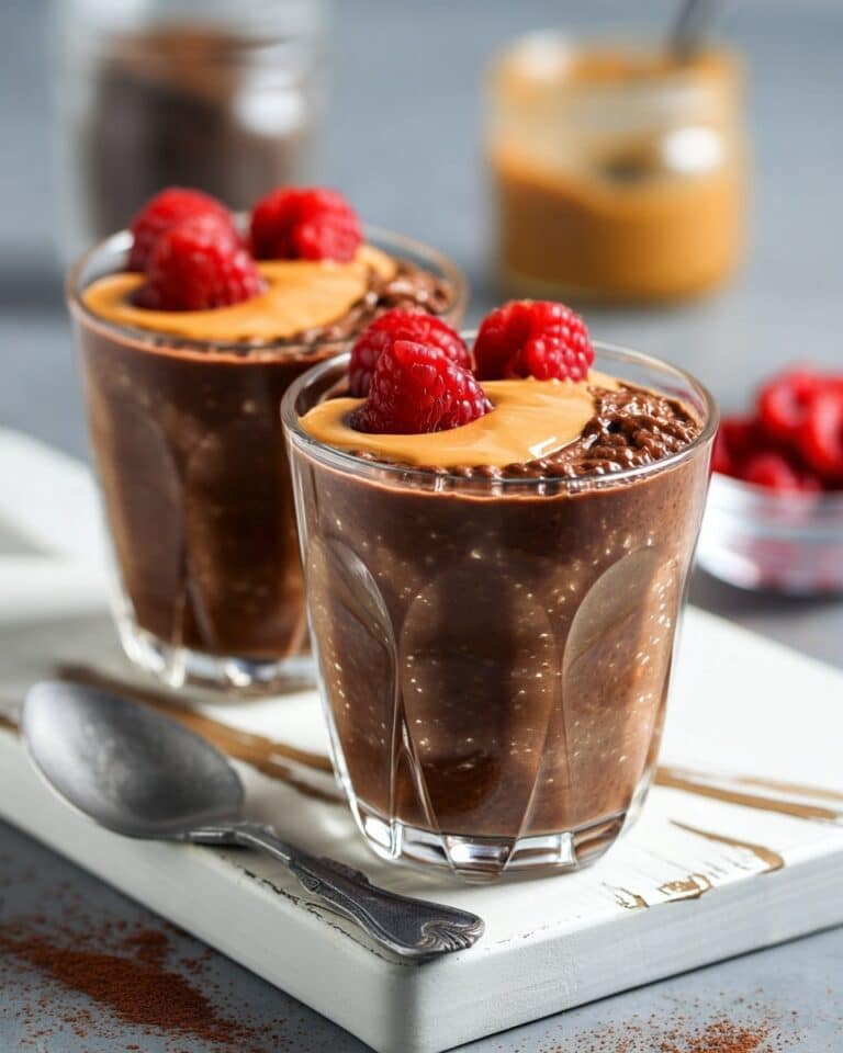 Chocolate Chia Pudding with Peanut Butter and Raspberries Recipe