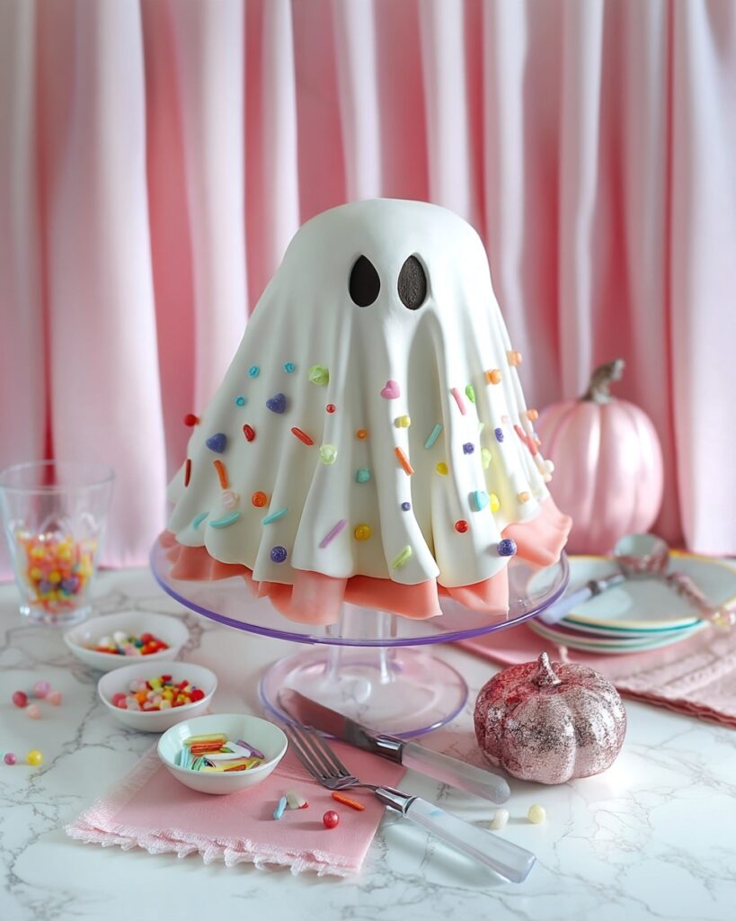 Adorable Ghost Cake with Sprinkles Recipe