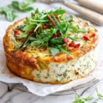 Summer Slow Cooker Zucchini Frittata with Sun-Dried Tomatoes, Prosciutto, and Arugula Salad Recipe