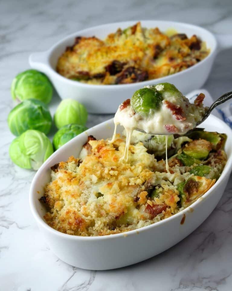 Air Fryer Brussels Sprout Casserole with Bacon Recipe
