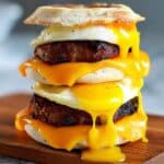 Air Fryer Breakfast Sandwich with Sausage, Egg, and Cheddar Recipe
