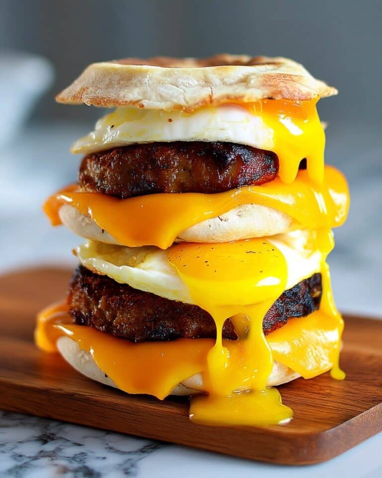 Air Fryer Breakfast Sandwich with Sausage, Egg, and Cheddar Recipe