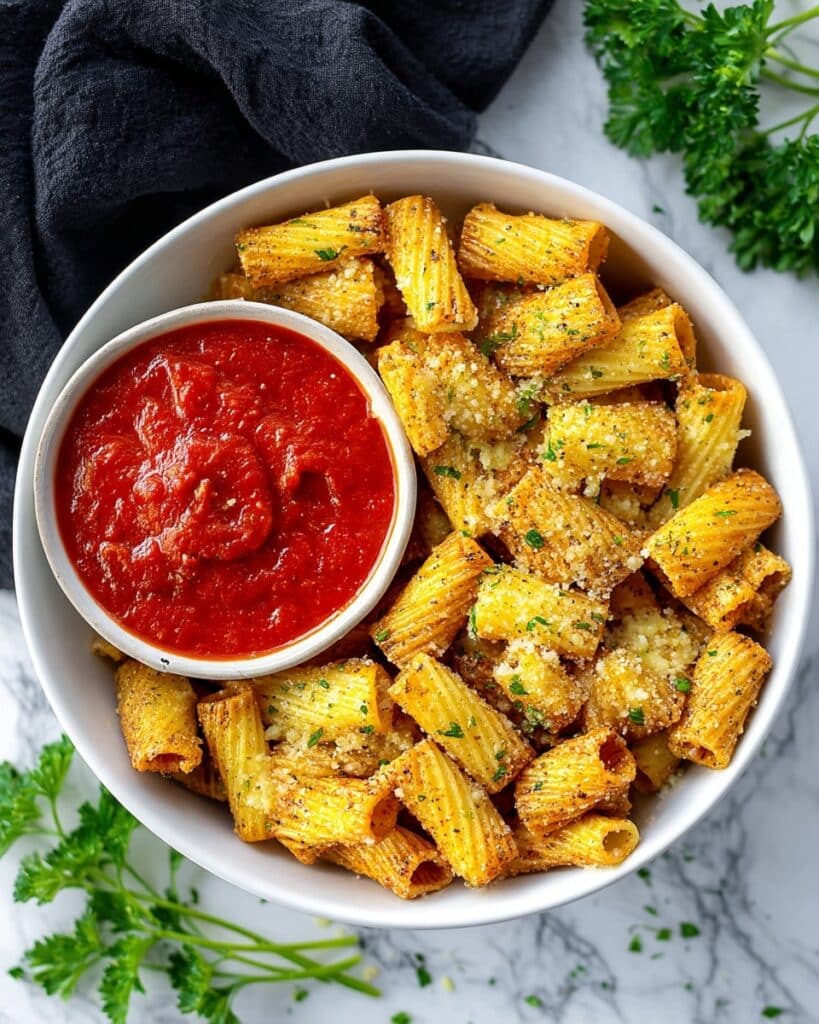 Air Fryer Pasta Chips with Parmesan and Garlic Recipe