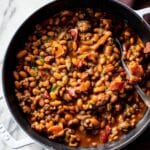 Cowboy Beans: Hearty Baked Beans with Ground Beef, Bacon, and Barbecue Sauce Recipe