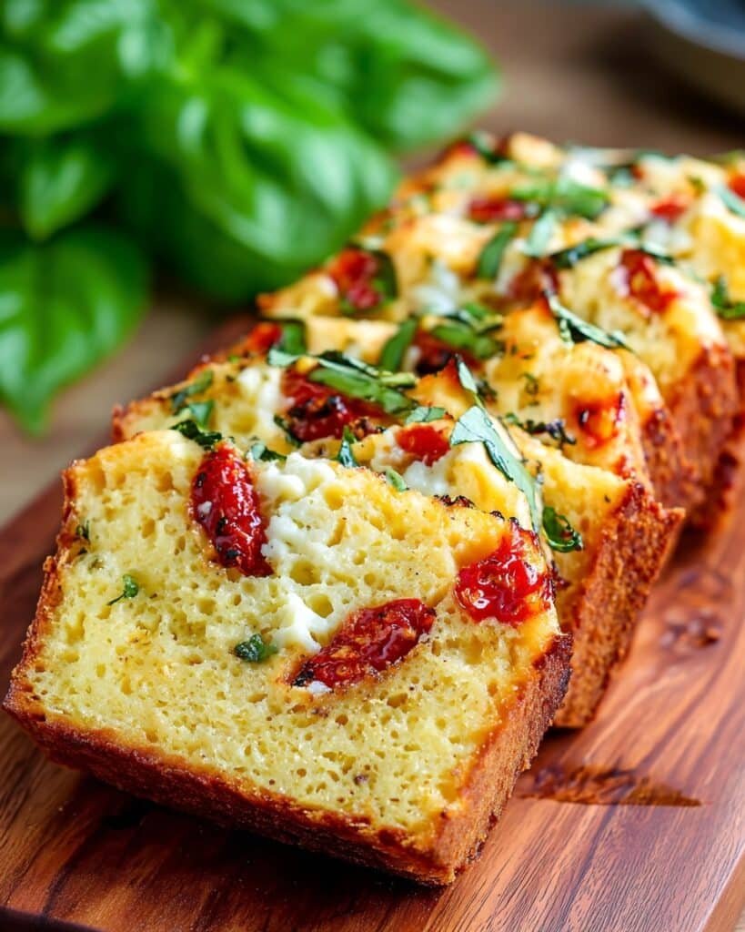 Caprese Quick Bread with Fresh Mozzarella, Basil, and Sun-Dried Tomatoes Recipe
