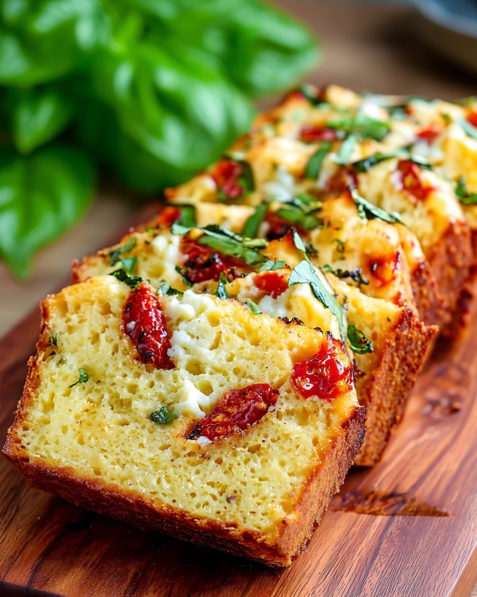 Caprese Quick Bread with Fresh Mozzarella, Basil, and Sun-Dried Tomatoes Recipe