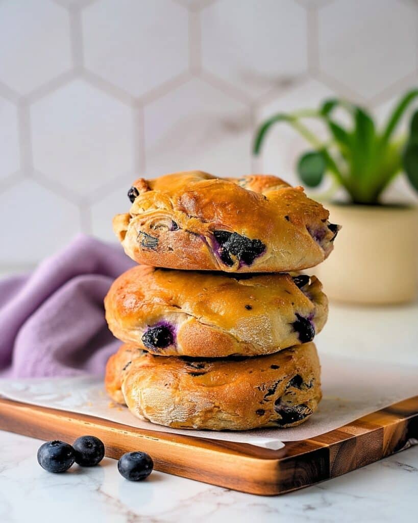 Blueberry Bagels with Maple Syrup Glaze Recipe