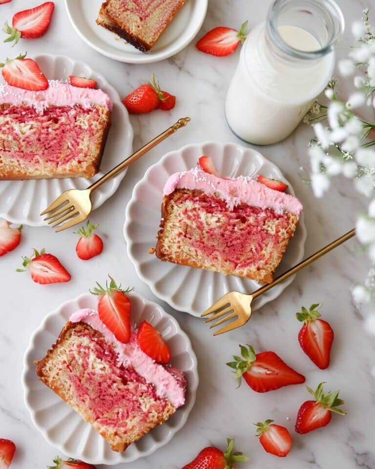 Vegan Strawberry Marble Loaf Cake Recipe