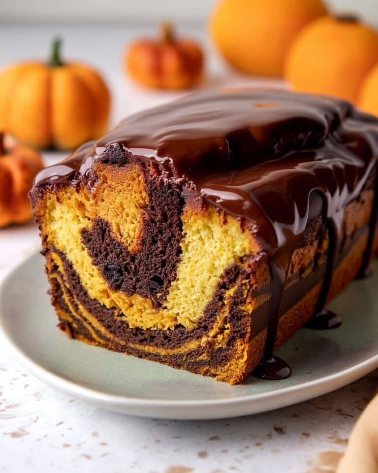 Vegan Pumpkin Marble Cake with Chocolate Ganache Recipe