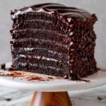 Chocolate Fudge Cake with Six Tall Layers and Glossy Chocolate Fudge Frosting Recipe